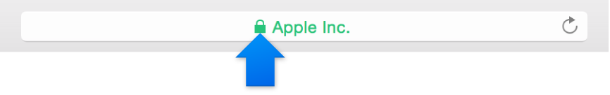 Suojauspainike sivustolla, jolla on Extended Validation -varmenne