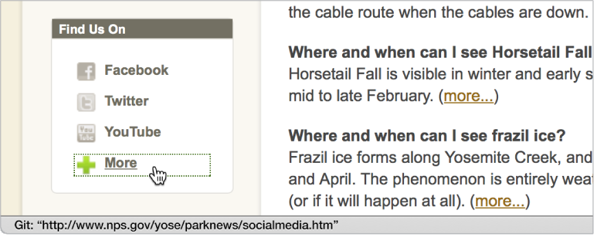 Bağlantı URL'si pencerenin alt kısmındaki durum çubuğunda gösterilecek şekilde, bir web sayfasındaki bir bağlantının üzerinde duran imleç